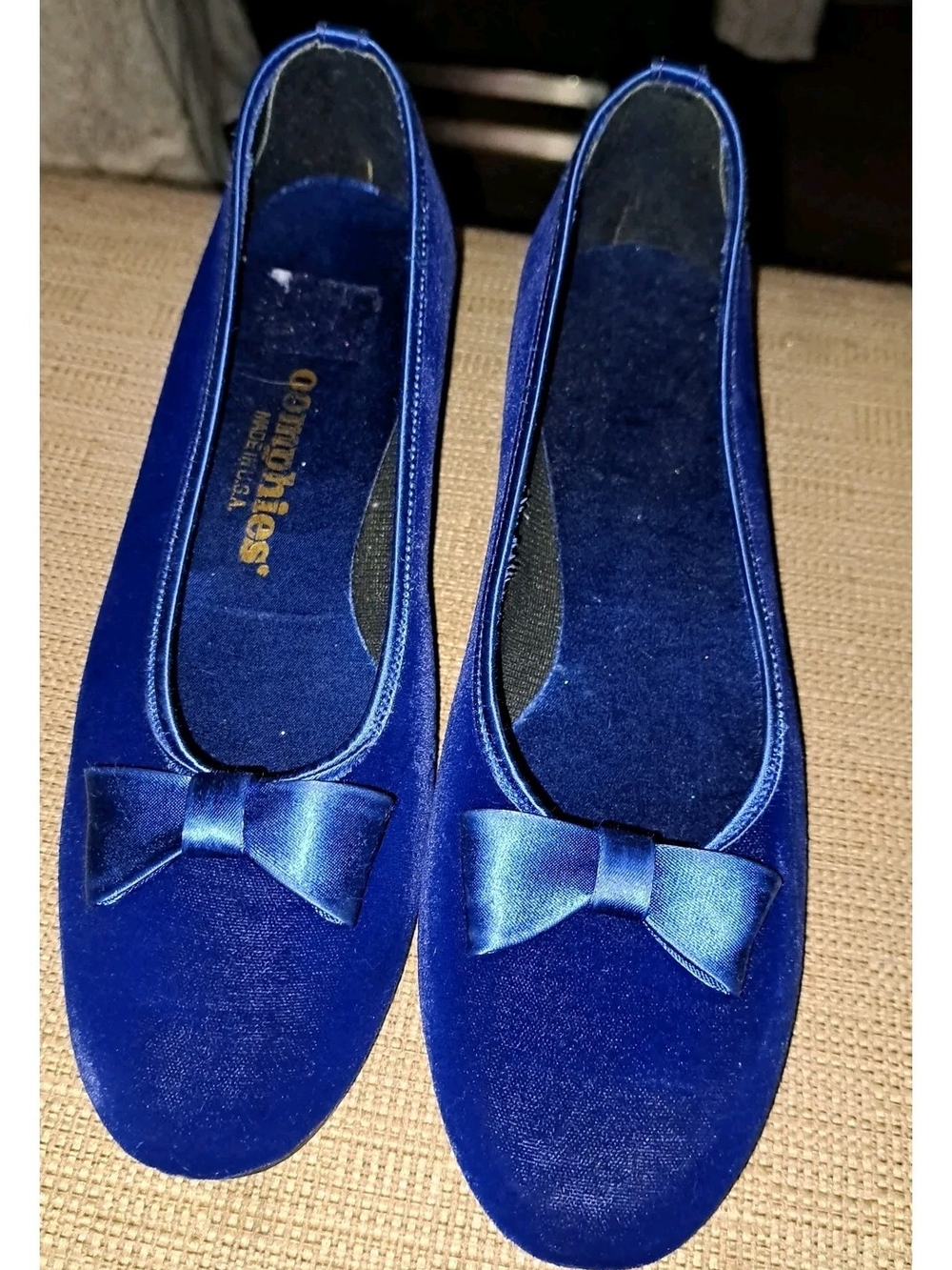 Midnight Wish Velvet Flats | Cobalt Blue Bow Ballet Shoes | Size 10